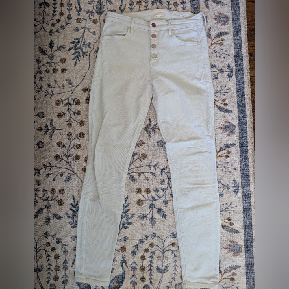 MOTHER The Pixie Jean In "Taste The Rainbow" Size 29, Off White / Cream Color